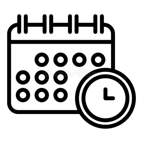 Time Calendar Icon Outline Style Stock Vector Illustration Of