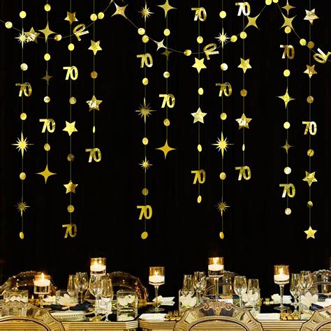 Buy Gold 70th Birthday Decorations Number 70 Circle Dot Twinkle Star