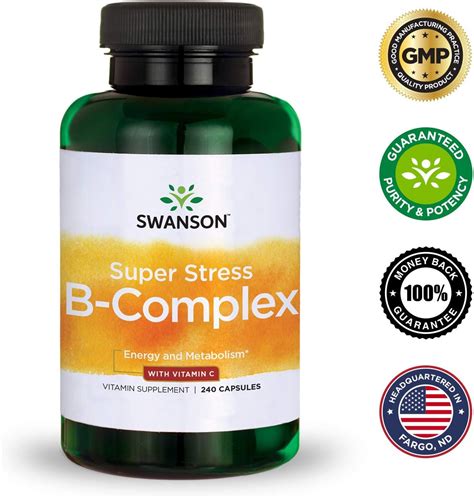 Swanson Super Stress Vitamin B Complex With Vitamin C 240 Caps