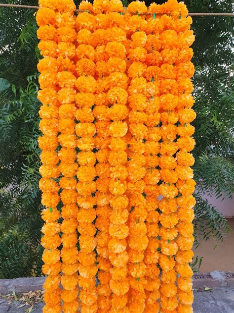 5 Pcs Light Orange Artificial Garlands Marigold Flower Diwali Etsy