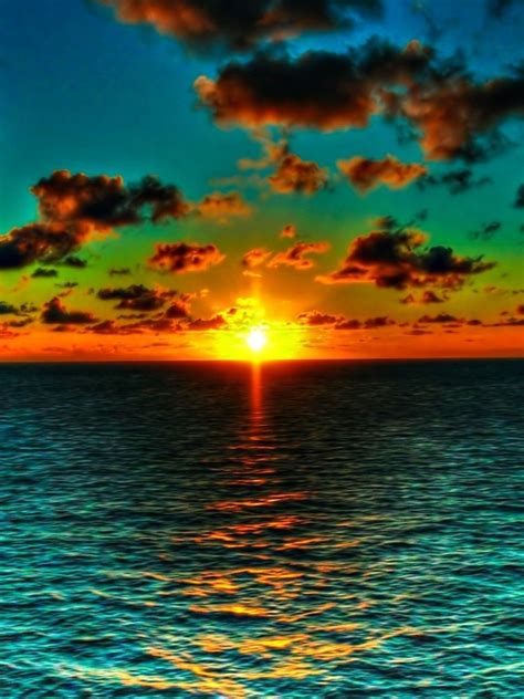 Free Download High Resolution Beautiful Nature Wallpapers Orange Green Ocean Sunset 1920x1080