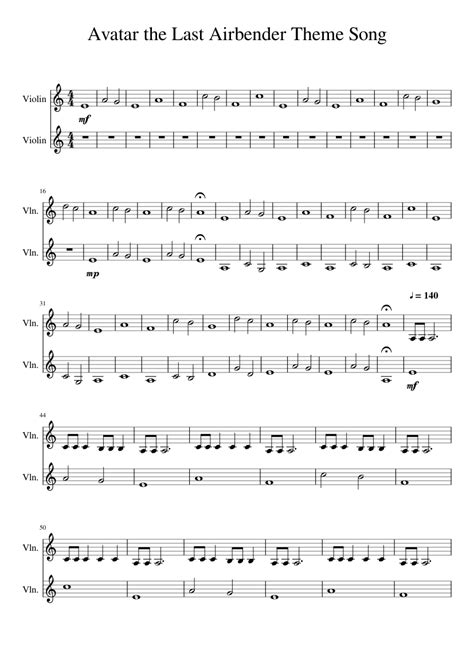 Avatar The Last Airbender Theme Song Sheet Music For Violin Download