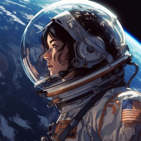 download female astronaut earth from space inspiring royalty free stock illustration image