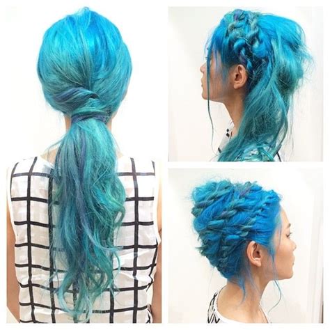 Brown Hair With Blue And Turquoise Streaks Hair Styles