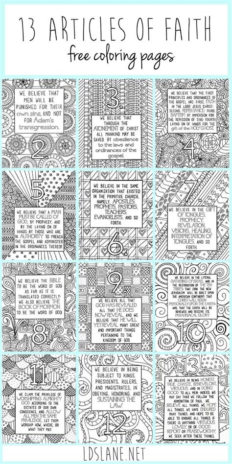 Kids and adults can stimulate thinking and memory skills, with these enjoyable trivia questions. 13 Articles of Faith Coloring Pages by LDS Lane ...