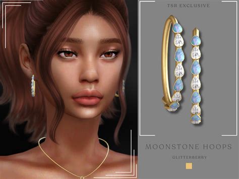 The Sims Resource Moonstone Hoop Earrings