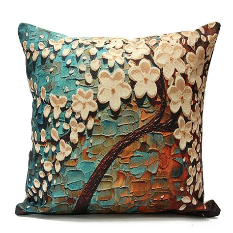 non 3d printed flower tree cotton linen decorative throw pillow case cushion cover clearance18