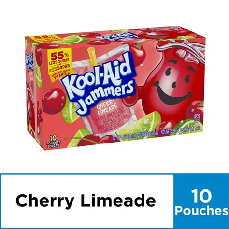 Kool Aid Jammers Cherry Limeade Flavored Drink 10 Ct Pouches 600