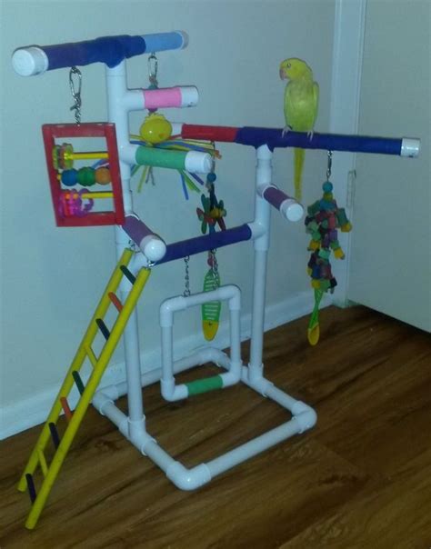 Rainbow Tabletop And Floor Pvc Bird Play Gym Stand With Swing And Ladder Bird Play Gym Diy