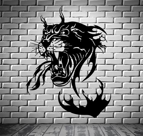 Wall Vinyl Art Sticker Panther In Flames Jungle Hunter Animal Decor Un