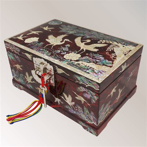 Korean Traditional Jewelry Box With Tassel And Mirror Mother Etsy