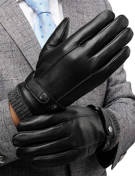 Mens Leather Gloves With 3m Thinsulate Insulation Full Hand Touchscreen Dress Texting Driving