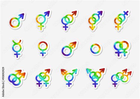 gender identity icon set bisexual female gay hetero intersex lesbian male non binary