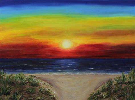 Colorful Sunset At The Beach Painting By Sherry Shedlowsky