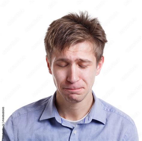 Sad Man Face Expressing Negative Emotion Isolated Stock Foto Adobe Stock