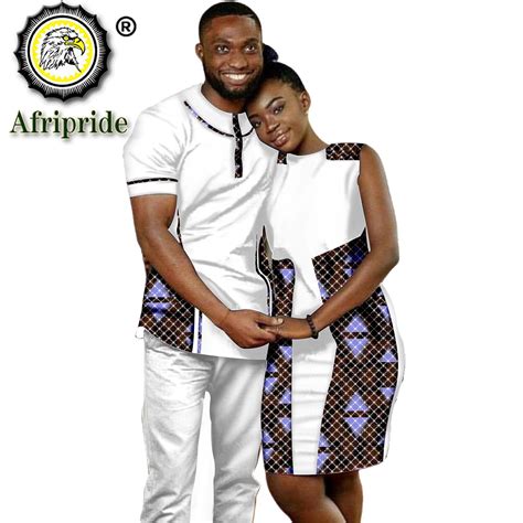 african couple matching clothes women print loose dress men bazin riche 2 piece set dashiki