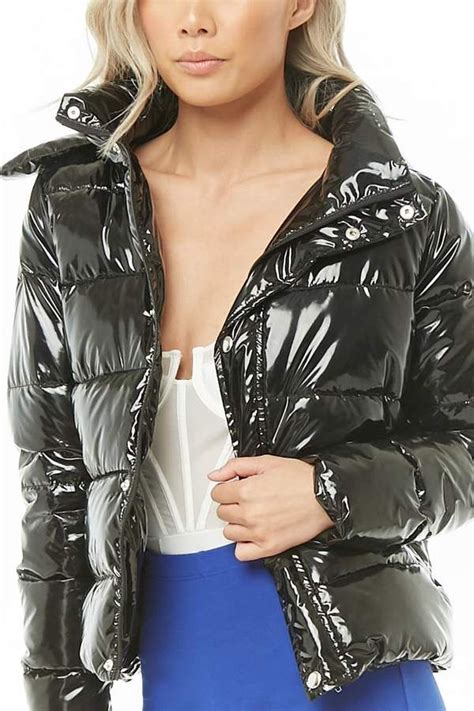 forever 21 faux patent leather puffer jacket leather puffer jacket women jackets