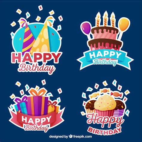 Free Vector Colorful Birthday Badge Collection