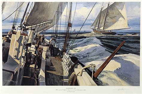 Thomas M Hoyne American 1924 1989 Running By Sailing Ships Art