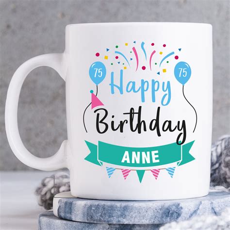 Personalised Happy 75th Birthday Celebration Mug T Store Ltd