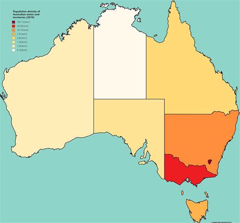 Population Density Of Australian States And Territories 2019 R