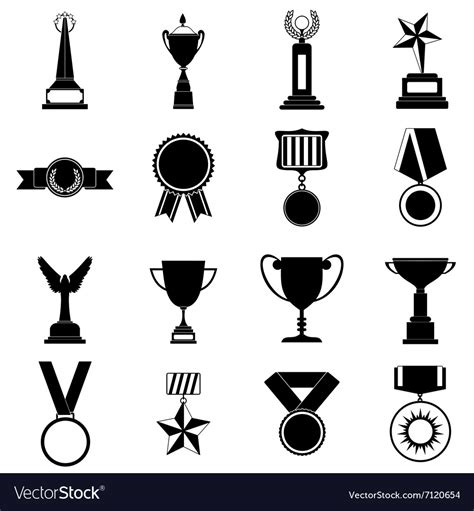 Trophy And Awards Simple Icons Set Royalty Free Vector Image