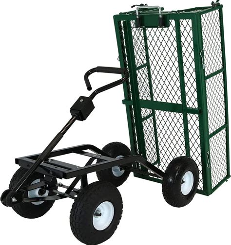 Sunnydaze Utility Steel Dump Garden Cart Outdoor Lawn Wagon With