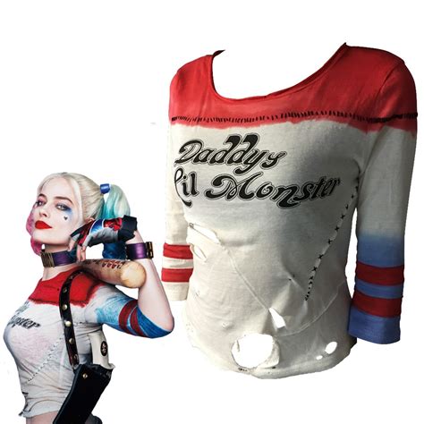 suicide squad sexy t shirt cosplay harley quinn costume halloween carnival tees sexy costumes in
