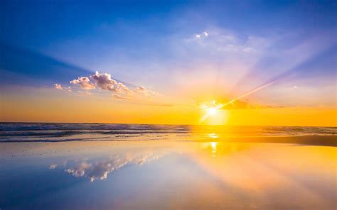 Sunrise Sea Beach Clouds Sky 1080p Wallpaper Unisafe Fire And Safety