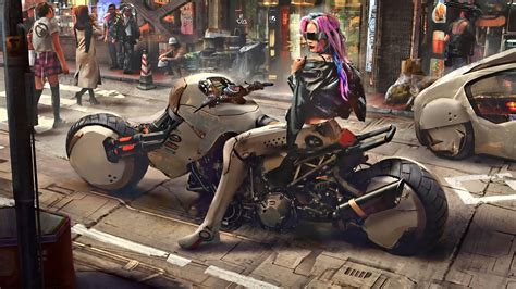 Download Cyborg On Techno Bike Wallpaper Wallpapers Com