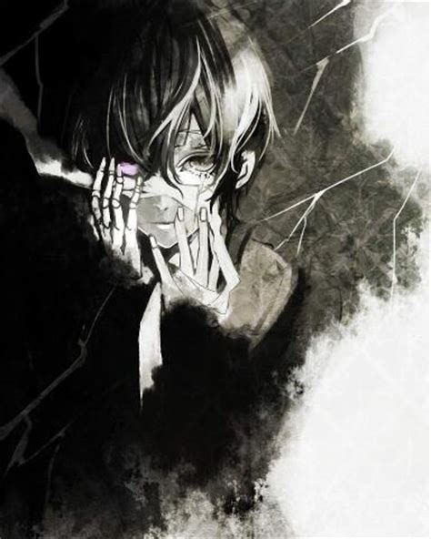 #sad anime boy #anime #black and white #sadness #cry #darkness #anime boy #lonley #lonliness #scared #animescared #terrified. Pinterest - image #1332814 by nastty on Favim.com