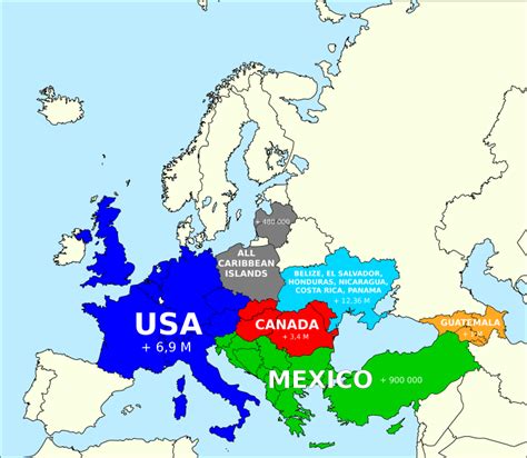 Most entities are compared with the entire us or one of the 50 states based on area measurements (1990 revised) provided by the us bureau of the census. How The Population of North America Fits Into Europe - Brilliant Maps