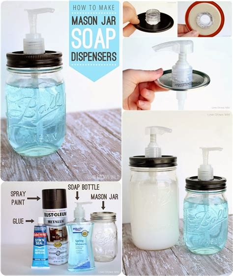 Diy Turn A Mason Jar Into Soap Dispensers Diy Craft Projects