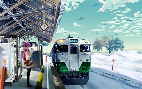 Anime Girl On Snow Train Stations Fondos De Pantalla Gratis Para