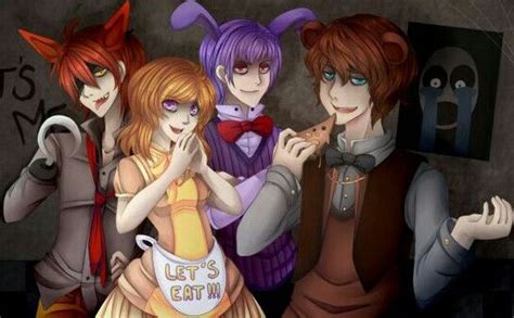 Human Version Of Fnaf Main Charecters Foxy Chica Bonnie And Freddy