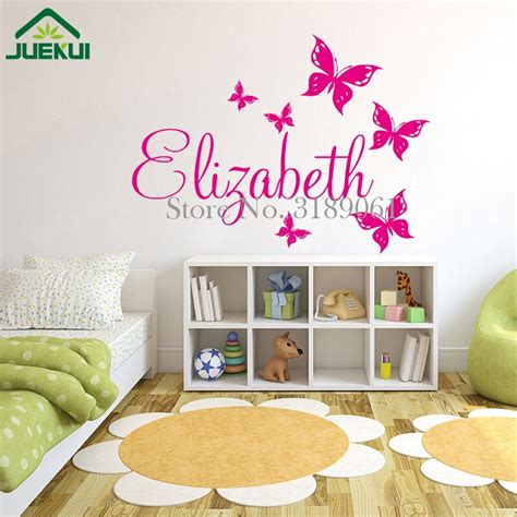Personalised Name Wall Decals With Butterflies Custom Girl Name Wall