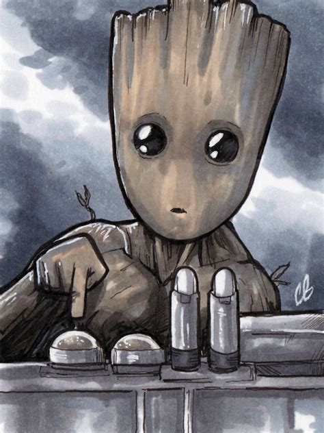 Groot Guardians Of The Galaxy Copic Markersketch Card Etsy Groot