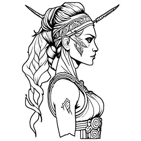 Female Warrior Coloring Page · Creative Fabrica