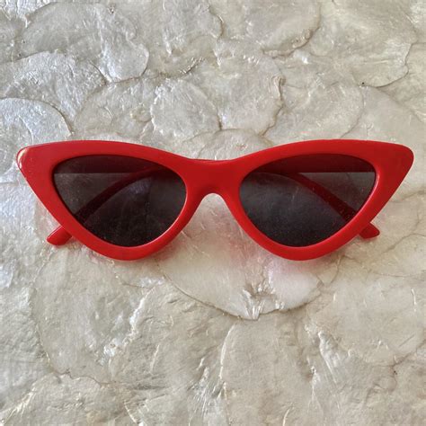 red frame cat eye sunglasses black tint sunglasses depop