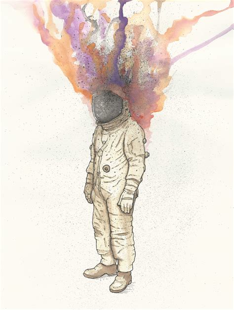 Outer Space Man Ink And Watercolor 8x10 Rart