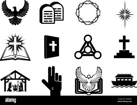 Set Of Christian Religious Icons Signs And Symbols Stock Vector Image