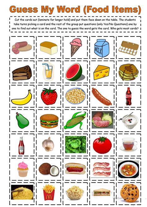 These 13 pictures will help you to learn some basic english words and english grammar. Guess My Word (35 food items) - English ESL Worksheets for ...