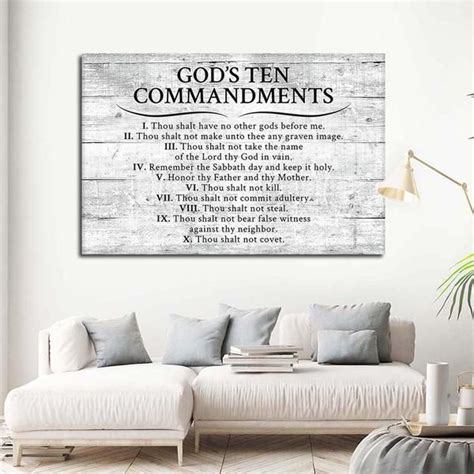 Gods Ten Commandments Grey Canvas Wall Art Walk In Shower Designs