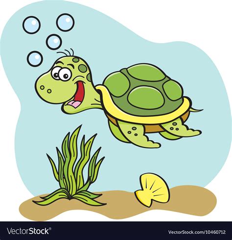 Cartoon Sea Turtle Swimming Underwater Royalty Free Vector