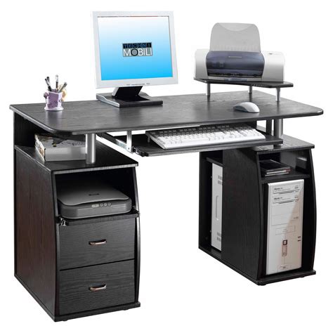 Techni Mobili Complete Computer Workstation Desk With Storage Mahogany