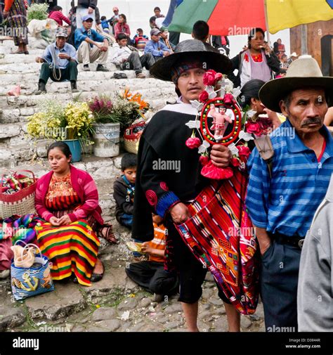 Ethnic Maya People In Chichicastenango Market Guatemala Latin America