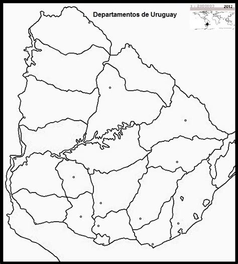 Mapa Político Uruguayo Mudo Con Capitales Localizadas