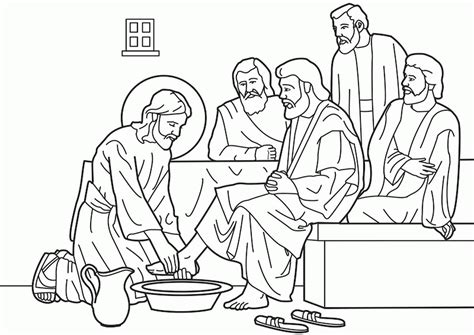 Jesus Washes Feet Coloring Page Coloring Home