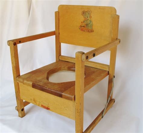 Baby Potty Seat Folding Wooden Chair 1950s Vintage Nursery