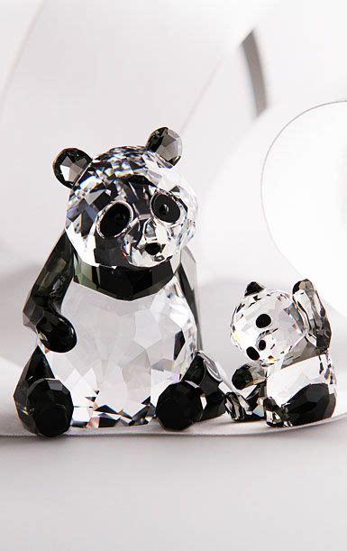 Swarovski Crystal Panda Mother With Baby Swarovski Crystal Figurines